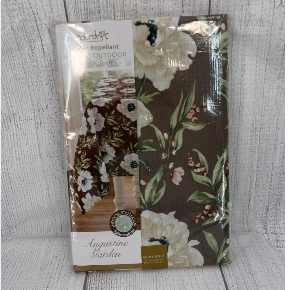 Colordrift Tablecloth Augustine Garden 60x104 Brown Floral Indoor Outdoor Oblong